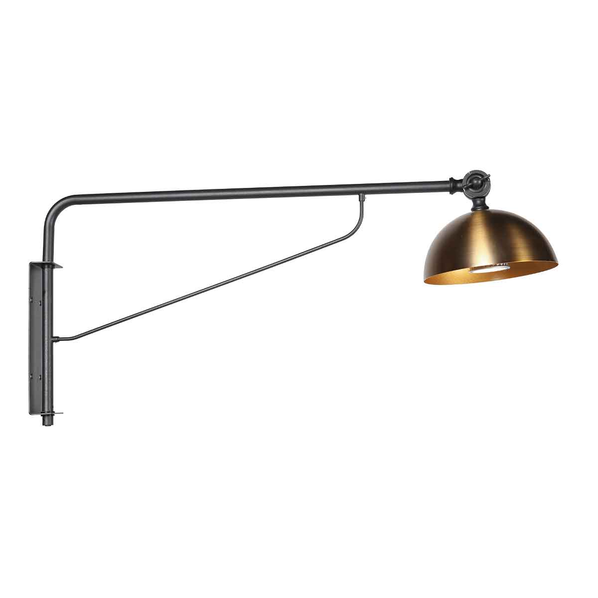 Aplique de pared retro negro con pantalla de bronce Steinhauer Pintino