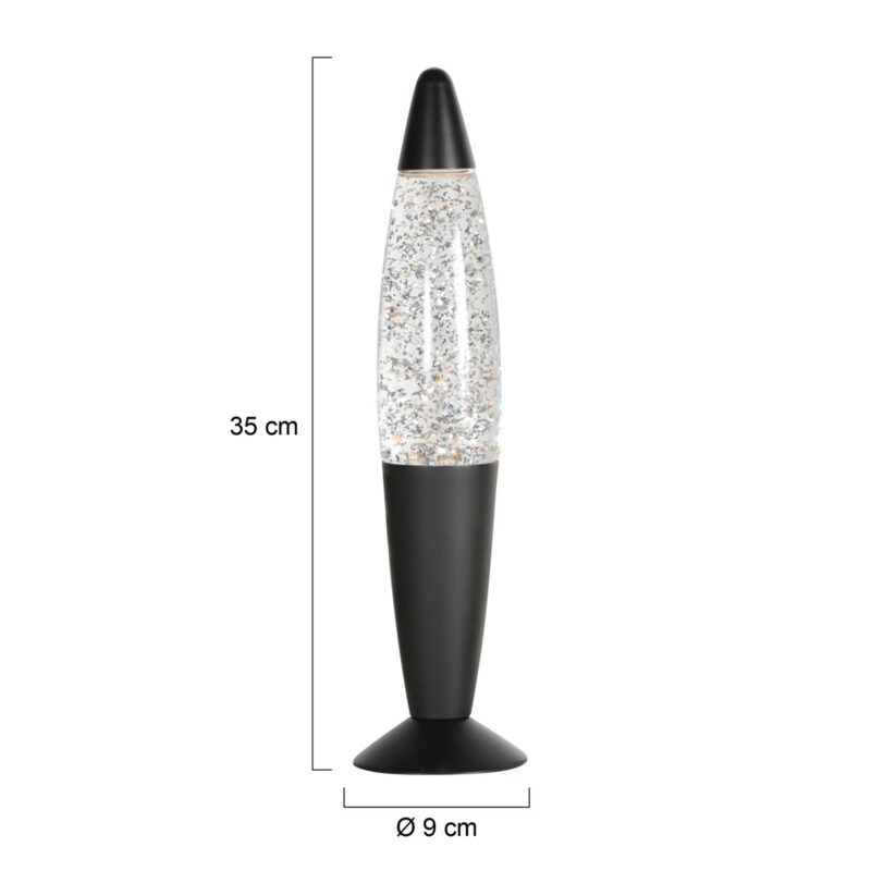 Elegante lámpara de lava negra con purpurina Mexlite Volcan - Imagen 7