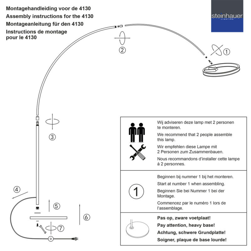 Lámpara de pie moderna de metal acero Steinhauer Ringlux - Imagen 7