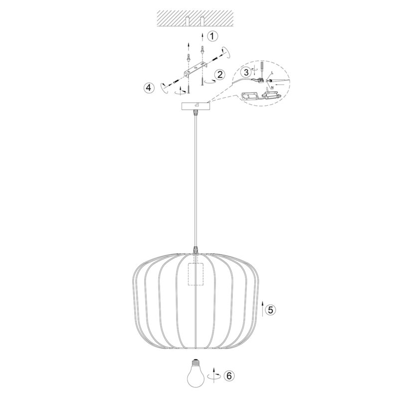 Lámpara colgante negra de textil transparente Anne Lighting Sable - Ø55 cm - Imagen 8