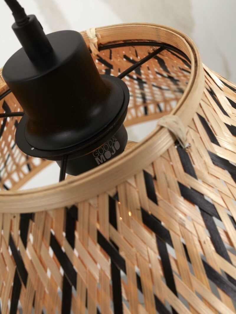 Lámpara estilo bohemio en bambú natural y negro Tahiti - GOOD&MOJO - Imagen 3