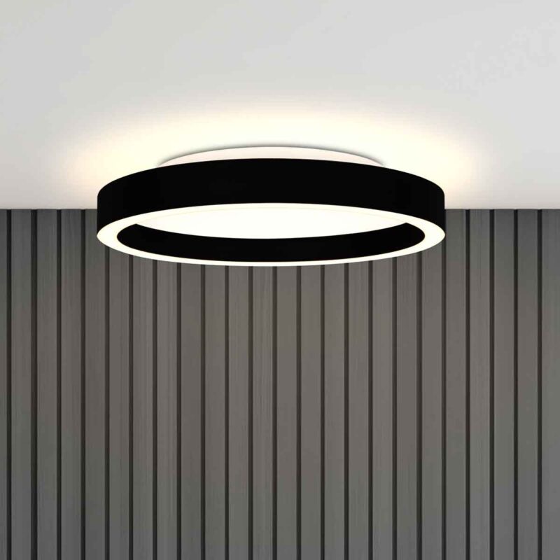 Plafón moderno de metal negro Steinhauer Ringlux - Imagen 4
