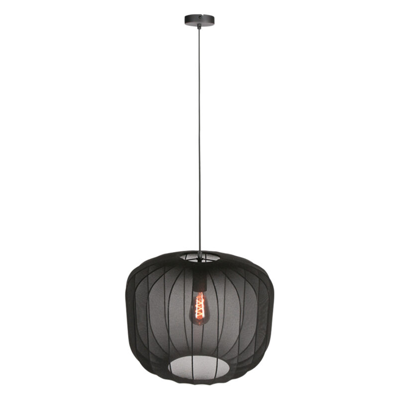 Lámpara colgante negra de textil transparente Anne Lighting Sable - Ø55 cm - Imagen 9