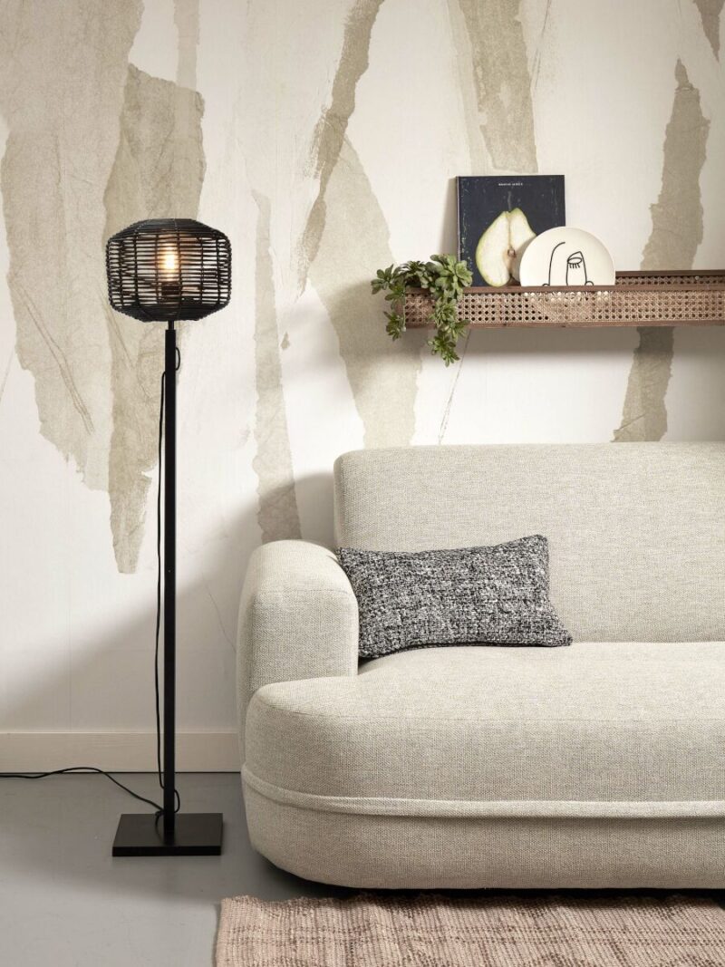 Lámpara de pie en bambú y ratán negro estilo boho Tanami - GOOD&MOJO - Imagen 2