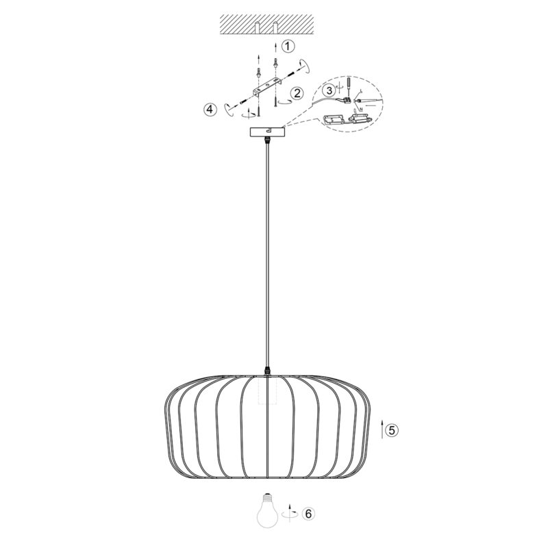 Lámpara colgante japandi negra de textil Anne Lighting Sable - Ø60 cm - Imagen 7