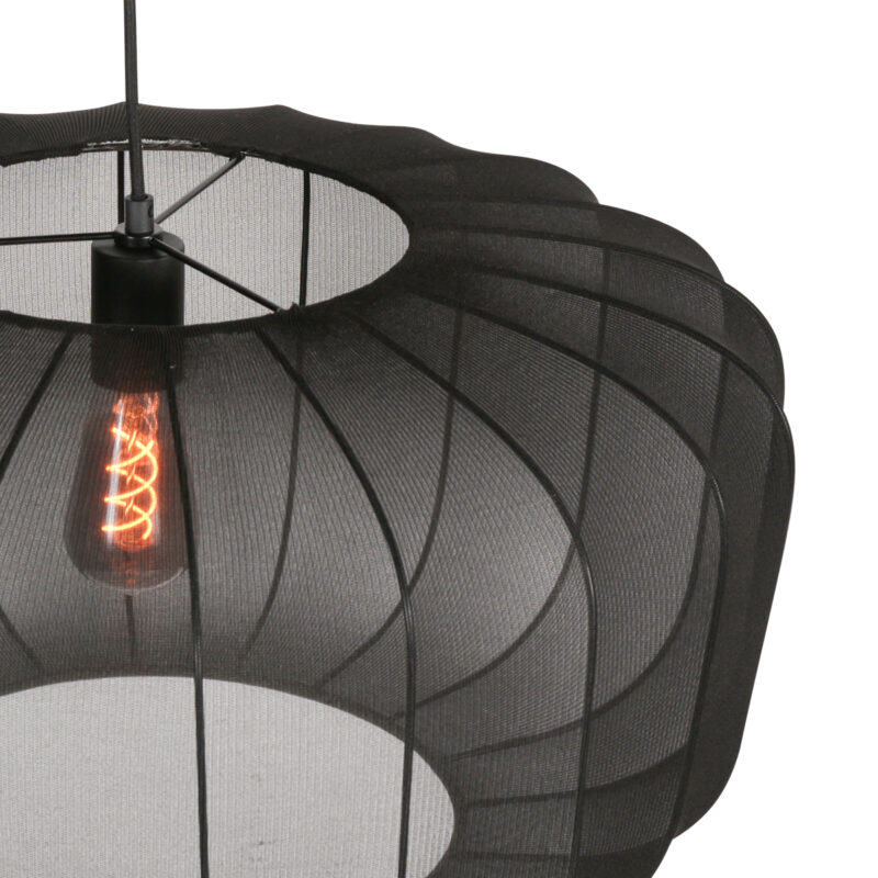 Lámpara colgante japandi negra de textil Anne Lighting Sable - Ø60 cm - Imagen 4