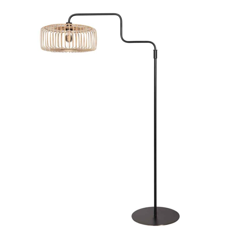 Lámpara de pie de bambú y metal negro con diseño moderno Steinhauer Bloeba - Imagen 2