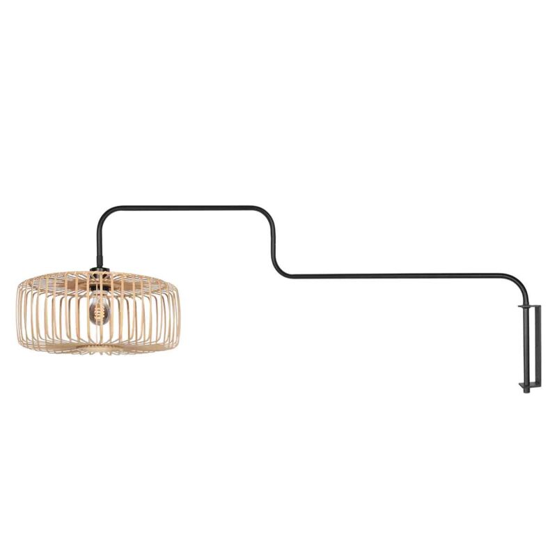 Aplique de pared negro orientable con pantalla de bambú Steinhauer Bloeba - Imagen 2