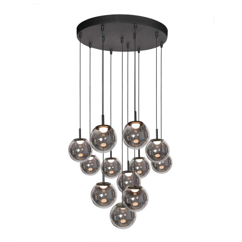 Lámpara colgante de diseño de vidrio ahumado LED negra Steinhauer Bollique - Imagen 8