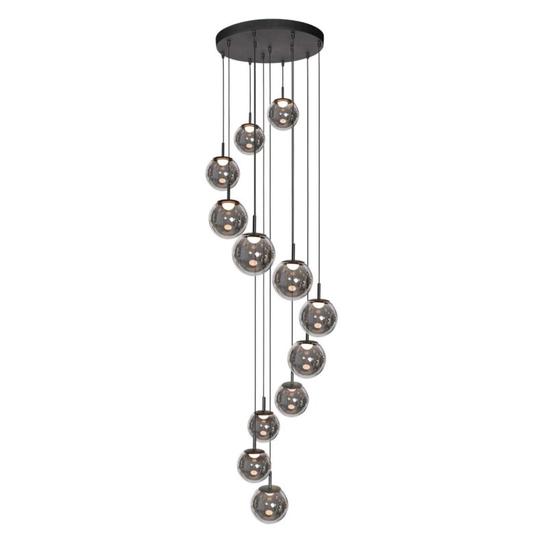 Lámpara colgante de diseño de vidrio ahumado LED negra Steinhauer Bollique - Imagen 2