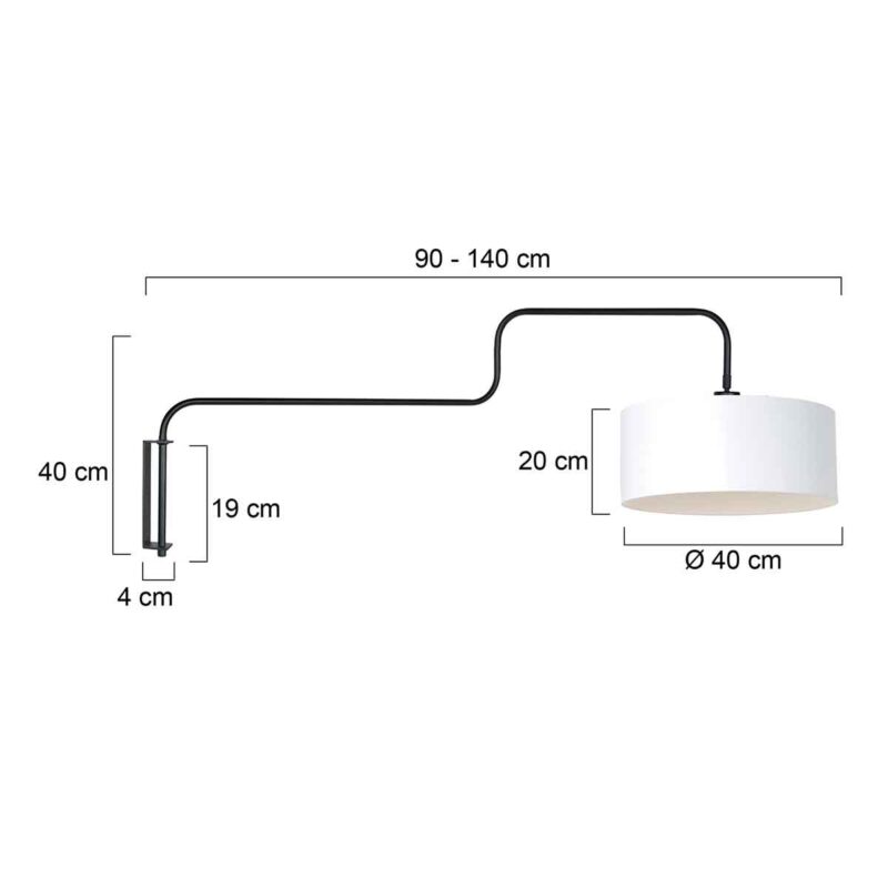 Lámpara de pared de metal con tela blanca trendy Steinhauer Bloeba - Imagen 6