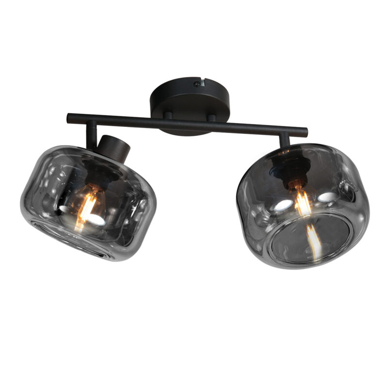Foco de dos luces negro con cristal ahumado Mexlite Tenebris