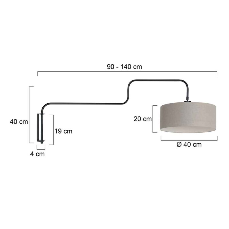 Lámpara de pared de metal gris trendy Steinhauer Bloeba - Imagen 6