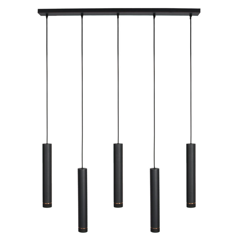 Lámpara de comedor negra con 5 focos cilíndricos Mexlite DownLume - Imagen 2