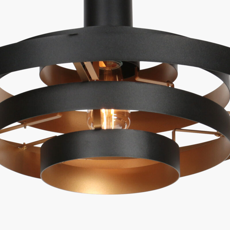 Lámpara colgante retro negra con diseño de aros Steinhauer Halo Cirque - Imagen 5