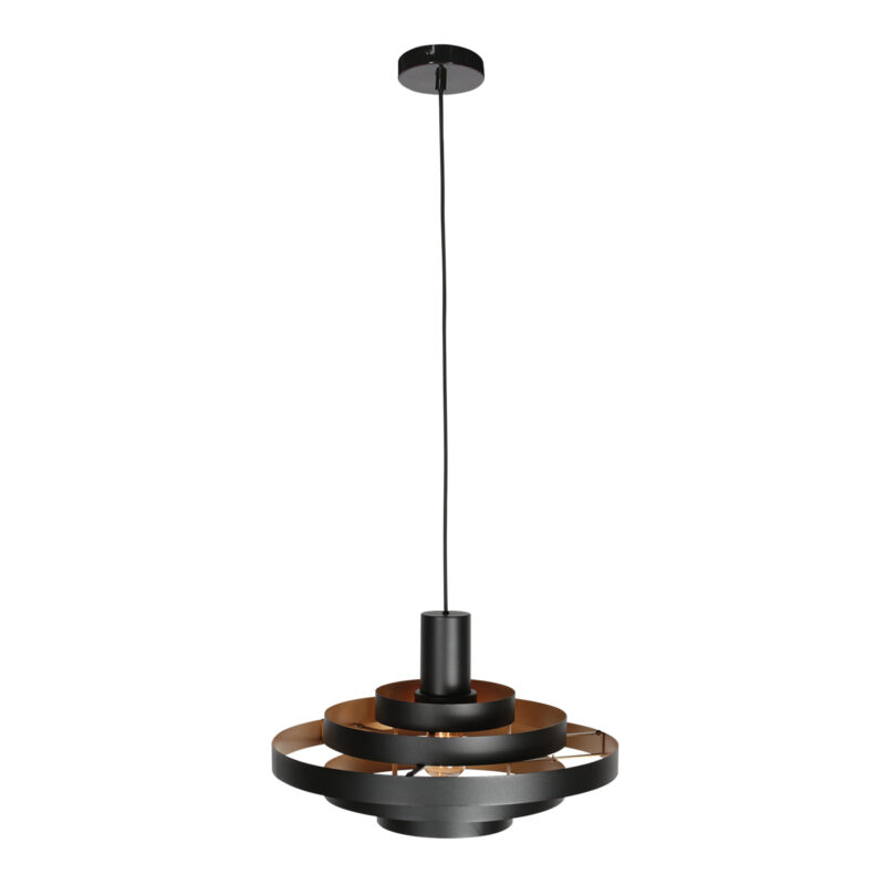 Lámpara colgante retro negra con diseño de aros Steinhauer Halo Cirque - Imagen 10