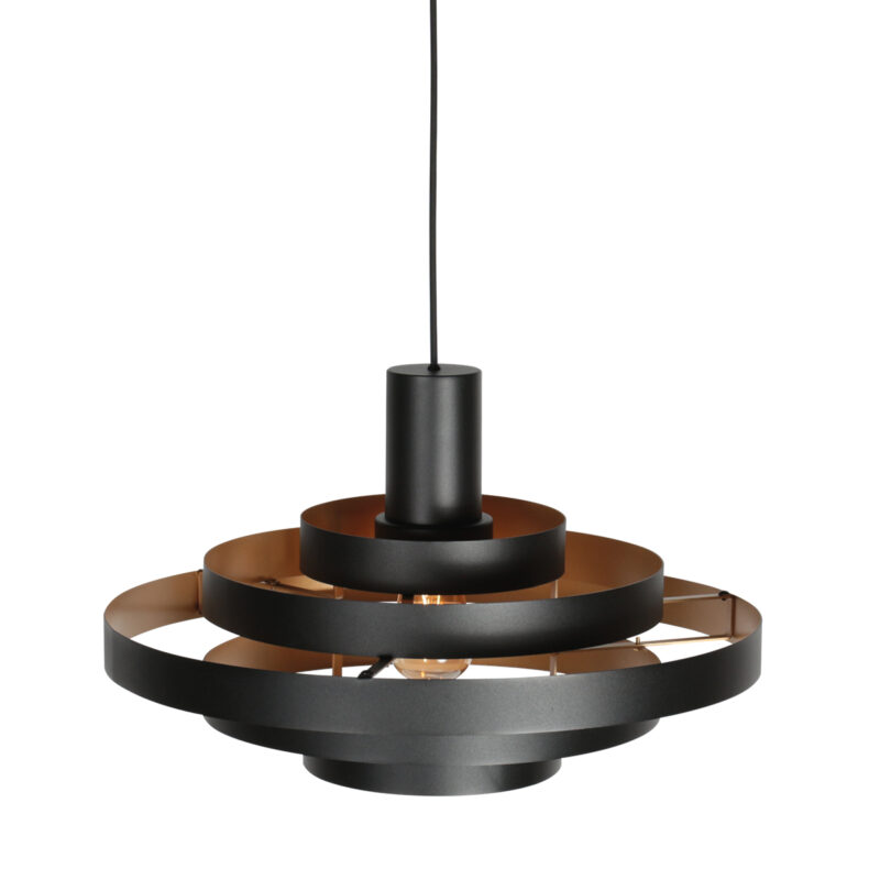 Lámpara colgante retro negra con diseño de aros Steinhauer Halo Cirque