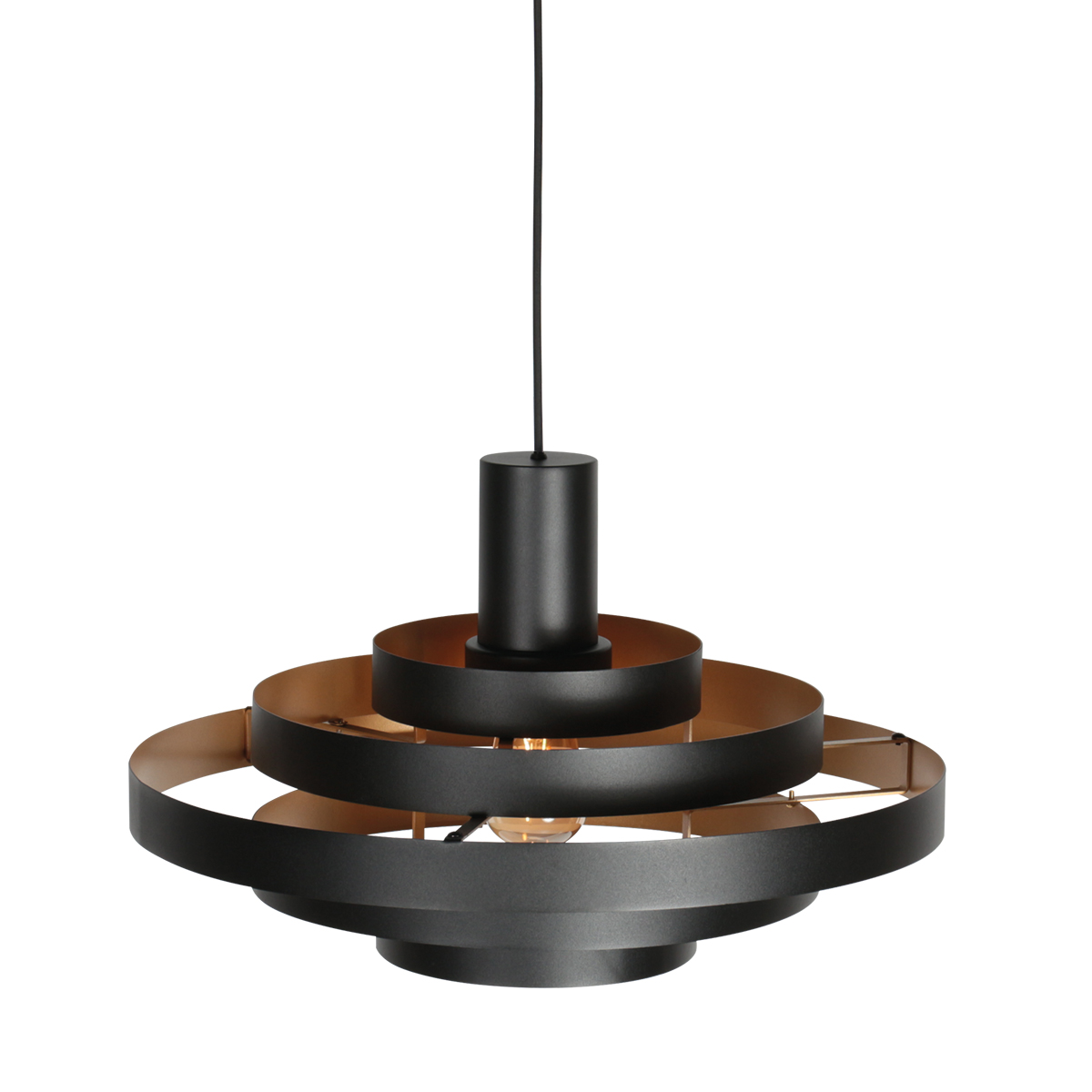 Lámpara colgante retro negra con diseño de aros Steinhauer Halo Cirque
