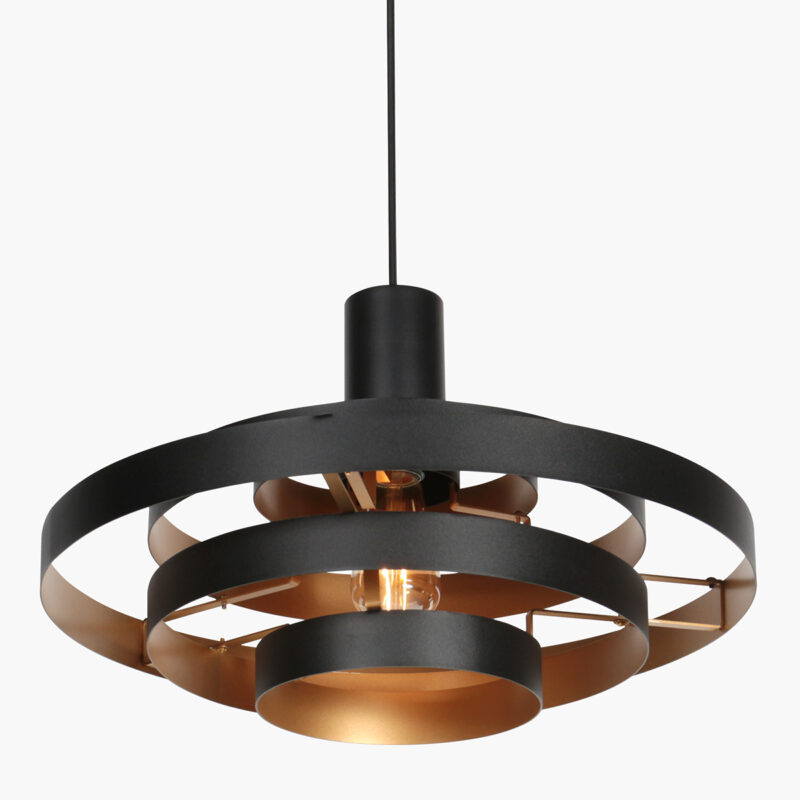 Lámpara colgante retro negra con diseño de aros Steinhauer Halo Cirque - Imagen 9