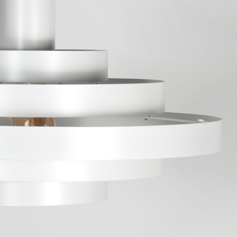 Lámpara colgante escandinava blanca con aros Steinhauer Halo Cirque - Imagen 4