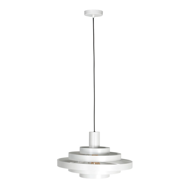 Lámpara colgante escandinava blanca con aros Steinhauer Halo Cirque - Imagen 6