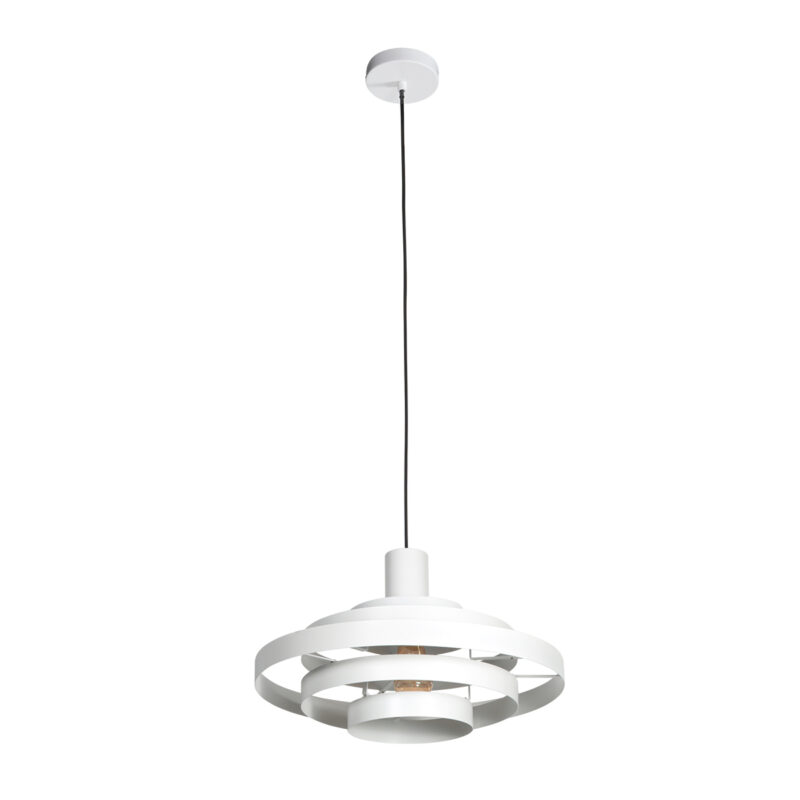 Lámpara colgante escandinava blanca con aros Steinhauer Halo Cirque - Imagen 2