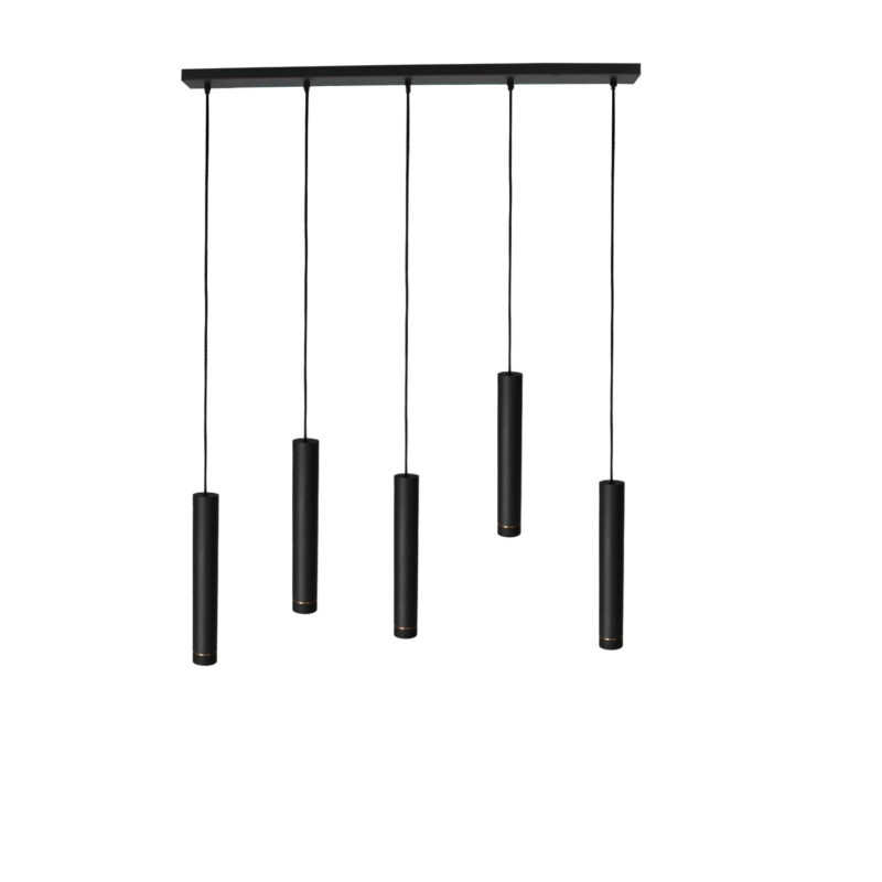 Lámpara de comedor negra con 5 focos cilíndricos Mexlite DownLume