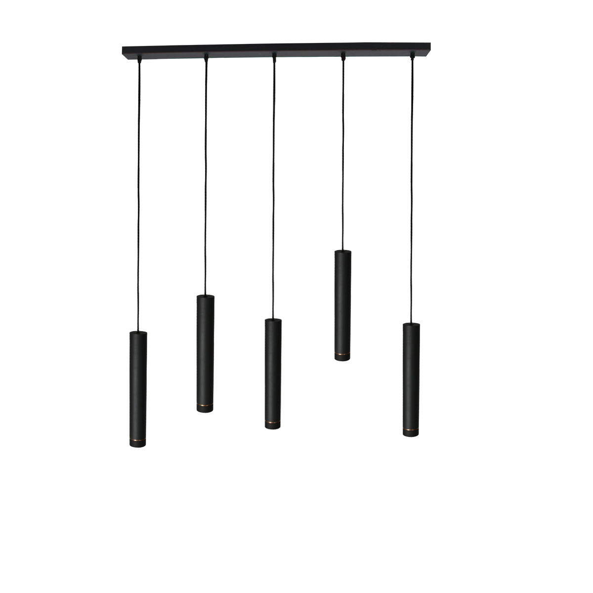 Lámpara de comedor negra con 5 focos cilíndricos Mexlite DownLume