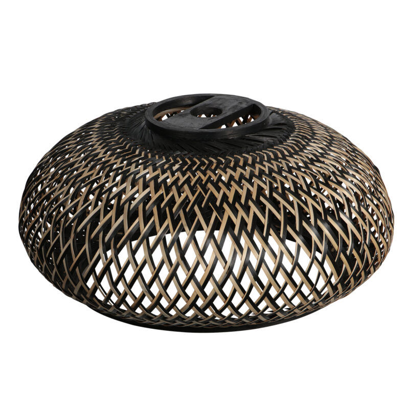 Pantalla redonda trenzada en negro y natural Anne Lighting Maze - Ø 50 cm