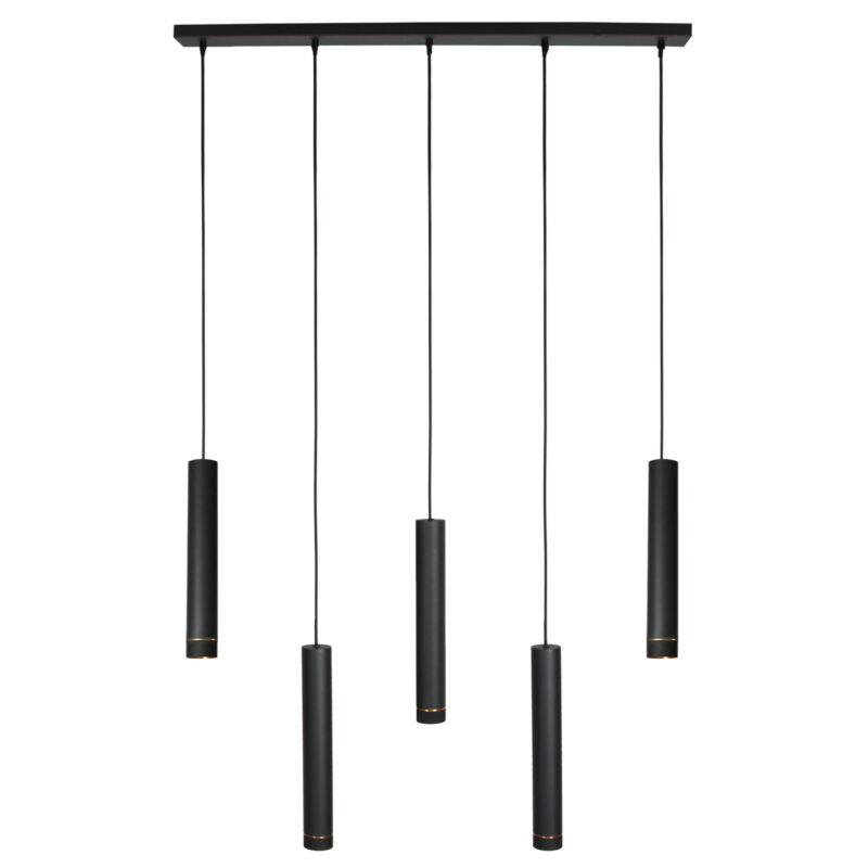 Lámpara de comedor negra con 5 focos cilíndricos Mexlite DownLume - Imagen 6