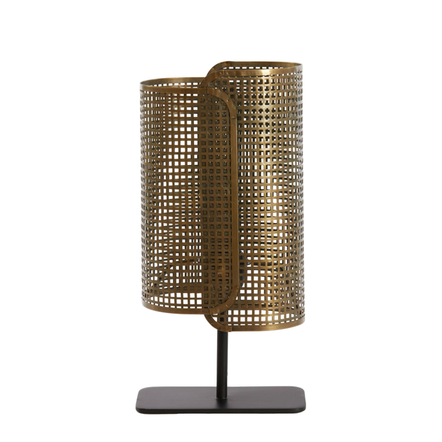 Lámpara de mesa metálica dorada Light & Living Maci con pantalla rejilla – H. 41 cm