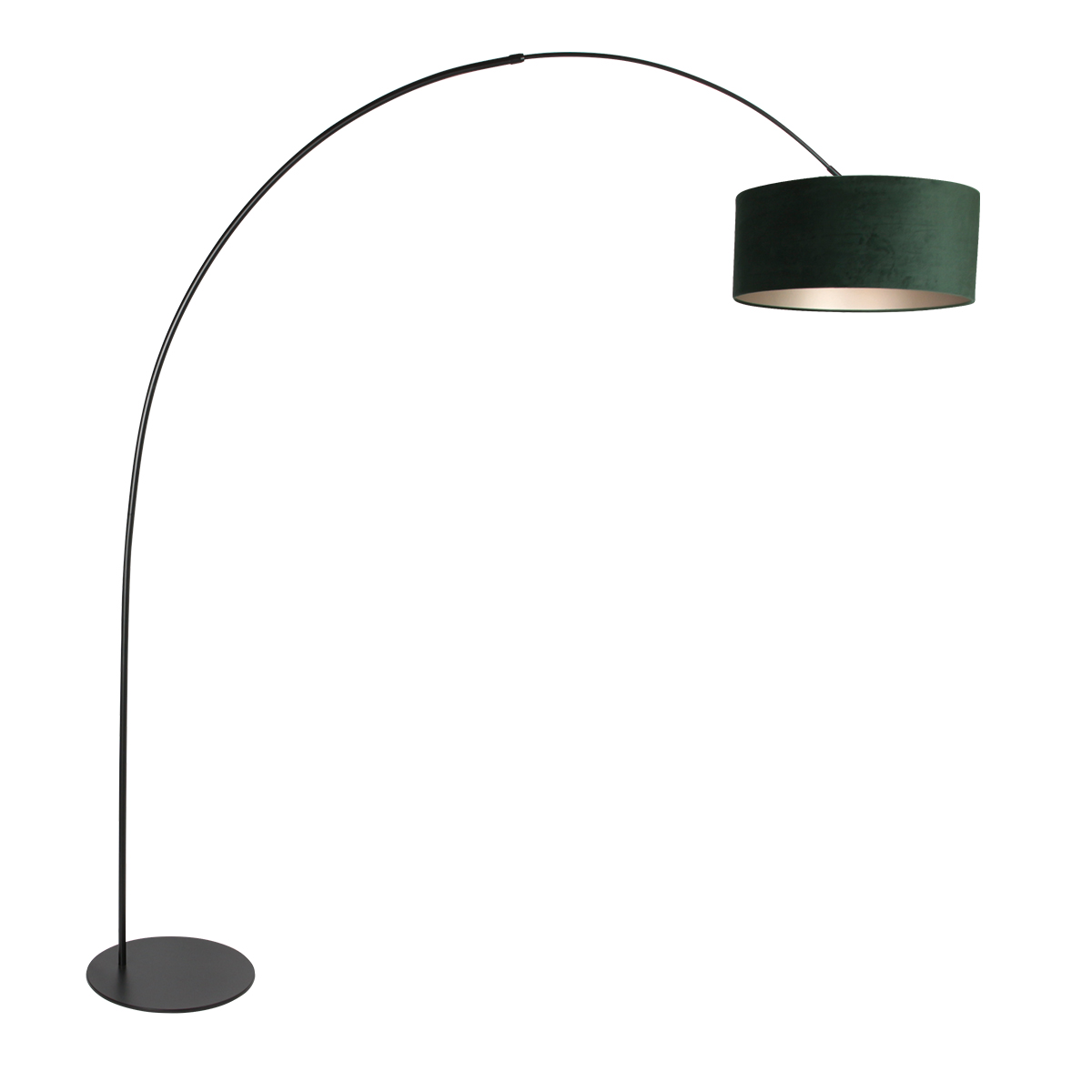 Lámpara negra con pantalla verde de terciopelo Anne Lighting Curve