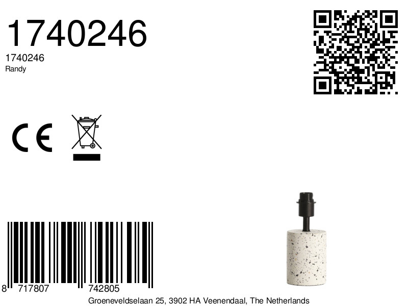 Base de lámpara de cerámica con acabado salpicado Light & Living Randy - Imagen 6