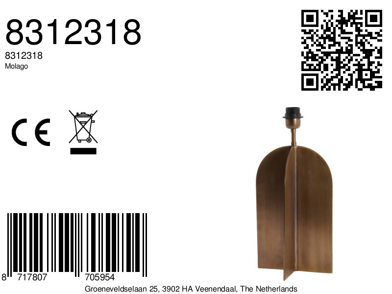 Diseño de base de lámpara de bronce moderno Light & Living Molago - Imagen 8