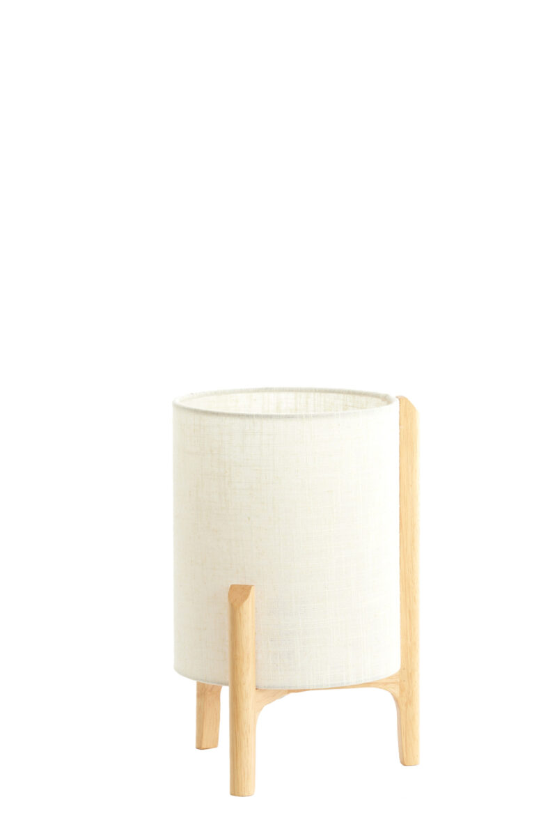 Lámpara de mesa redonda color crema con base de madera Light & Living Litto – H. 33 cm - Imagen 3