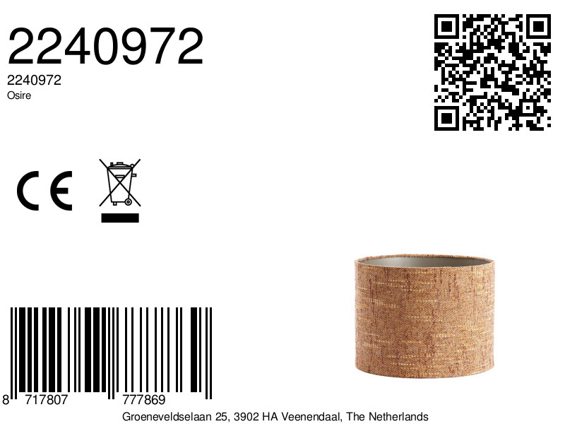 Pantalla de lámpara tejida marrón en forma cilíndrica Light & Living Osire - Imagen 7