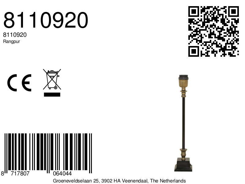 Lámpara de mesa elegante Light & Living Rangpur en marrón cálido – H. 38 cm - Imagen 3