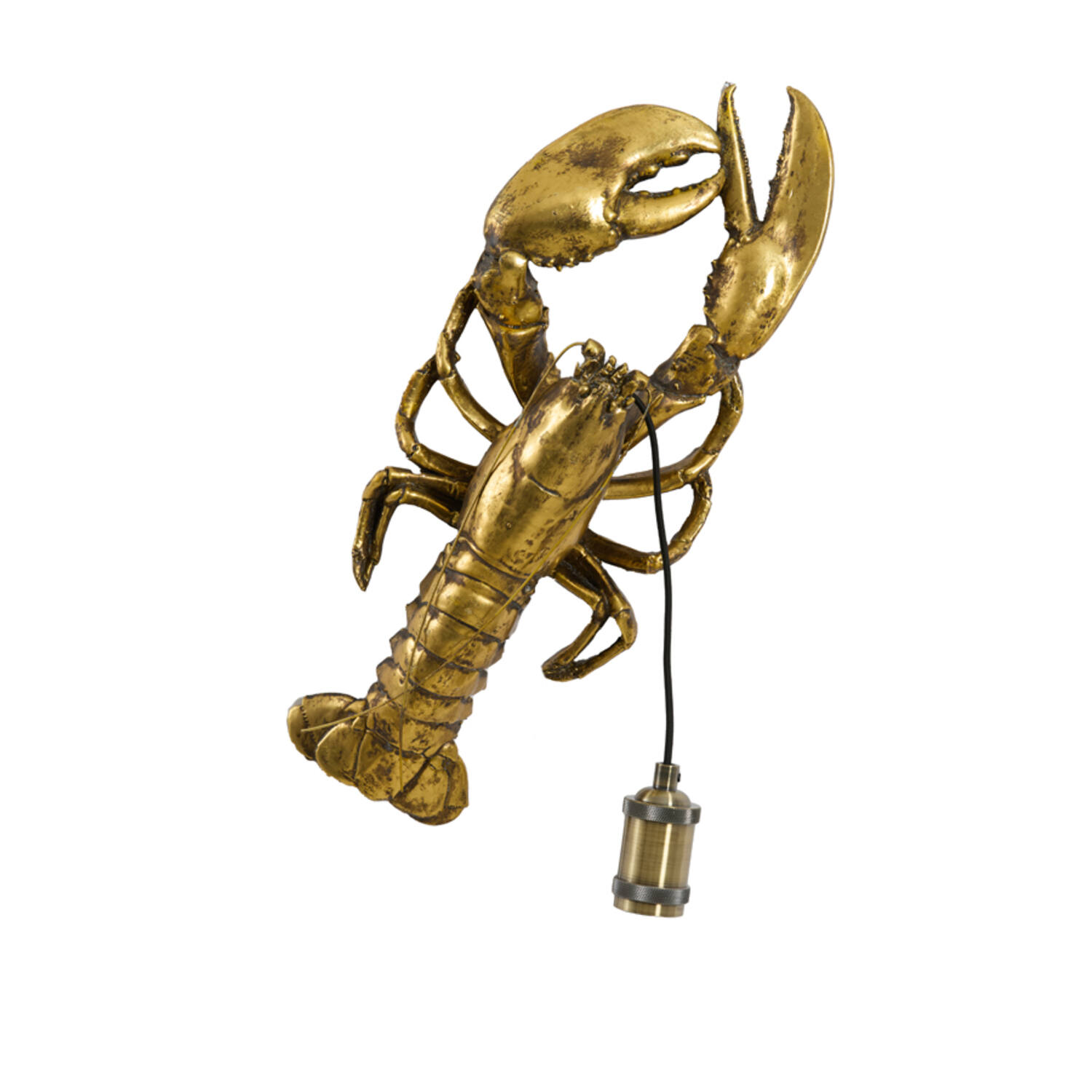Pantalla con diseño de langosta dorada Light & Living Lobster – H. 50,5 cm