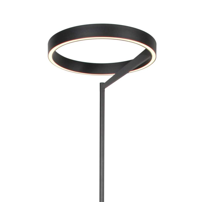 Lámpara de pie de diseño negra con anillo uplight Steinhauer Mykty - Imagen 14