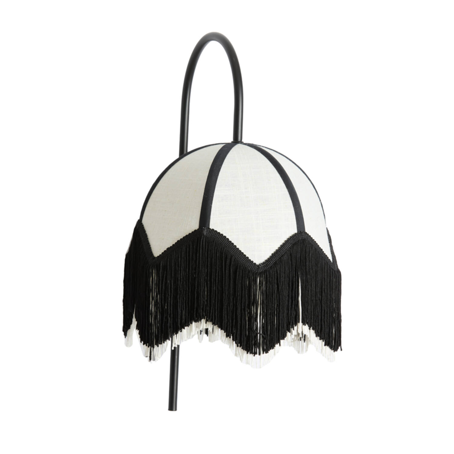 Pantalla con flecos en blanco y negro Light & Living Sulina – H. 47 cm