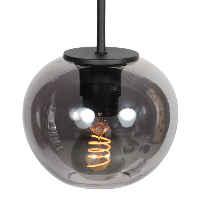 Lámpara colgante moderna negra de vidrio ahumado Mexlite HaloSwap - Ø 15 cm - Imagen 4