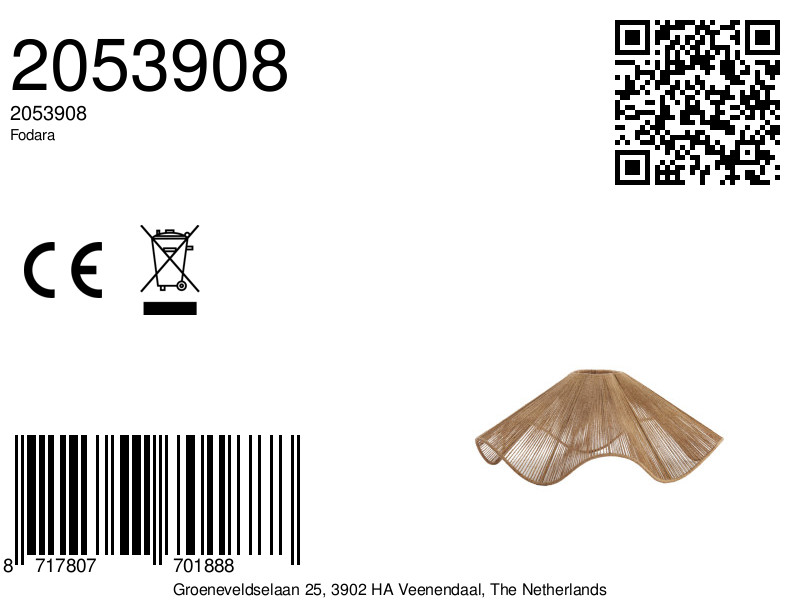 Pantalla de lámpara de mimbre en forma ondulada Light & Living Fodara - Imagen 8