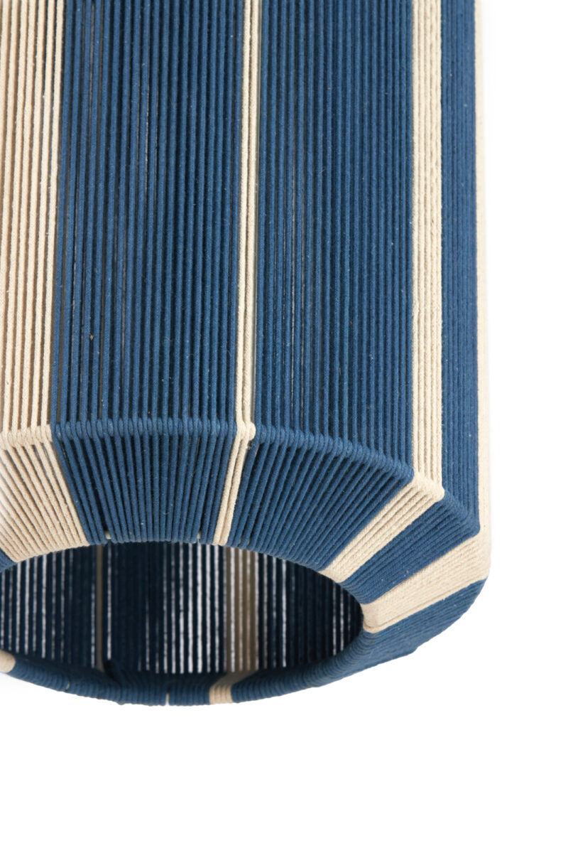 Lámpara colgante azul y blanca con franjas de tela Light & Living Kozana - Ø 48 cm - Imagen 3