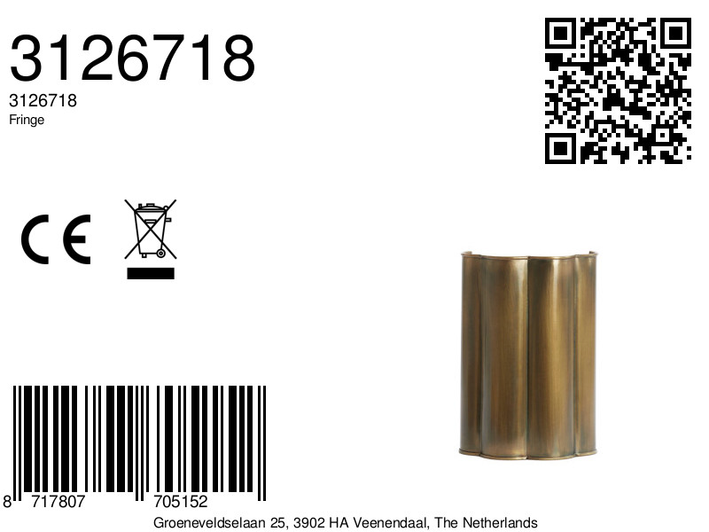 Pantalla metálica dorada elegante Light & Living Fringe - Imagen 8