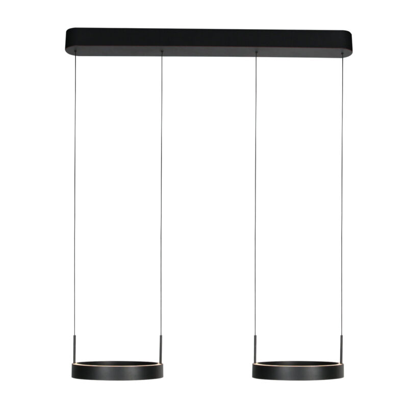 Lámpara de comedor de diseño negra con doble aro Steinhauer Mykty