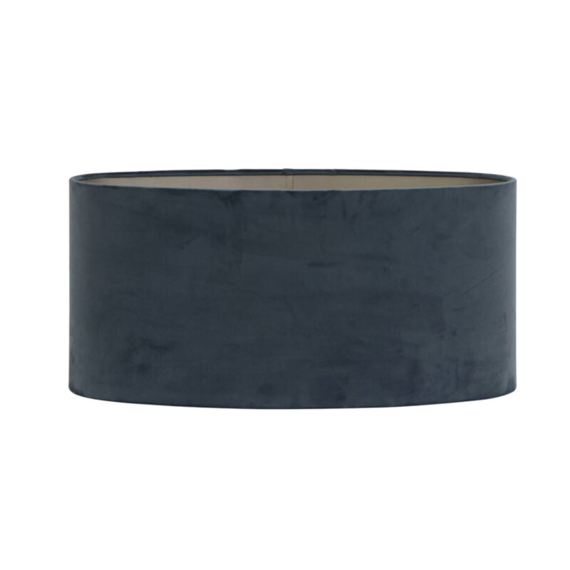 Lámpara de tela en forma de cilindro azul Light & Living Velours - H. 19 cm