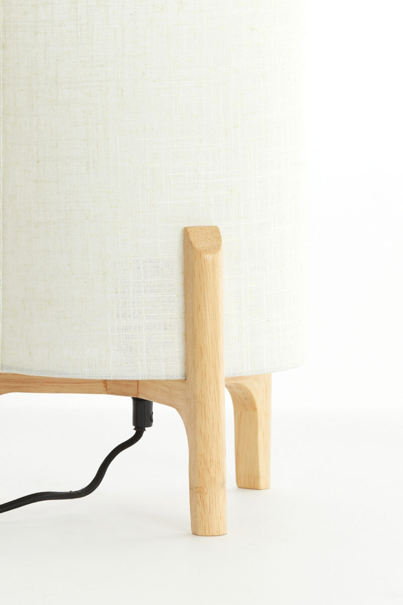 Lámpara de mesa redonda color crema con base de madera Light & Living Litto – H. 33 cm - Imagen 6