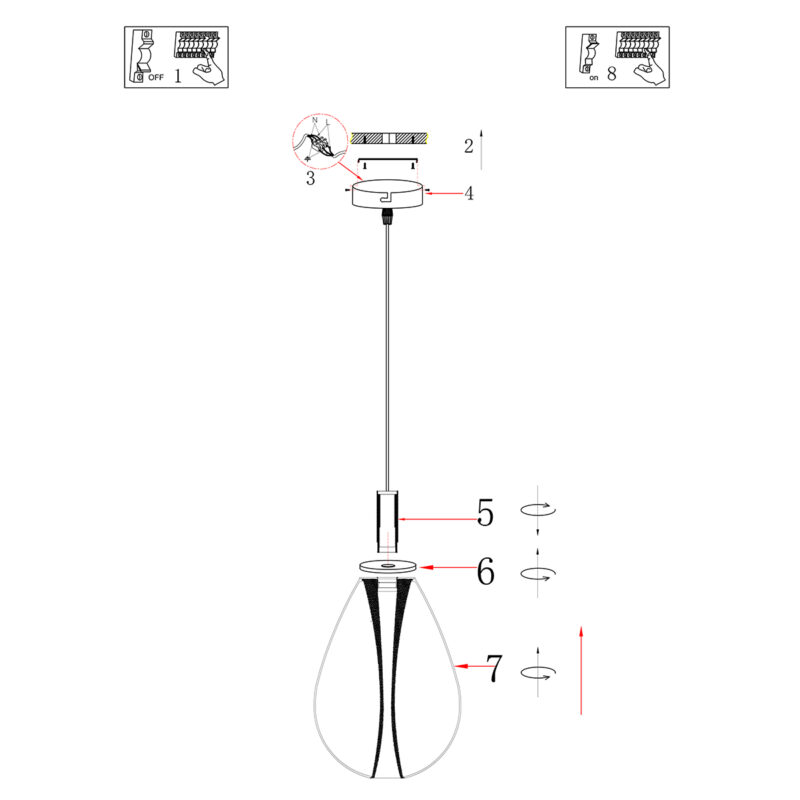 Lámpara colgante compacta negra con vidrio ahumado Steinhauer Glimsy - Ø 22 cm - Imagen 7