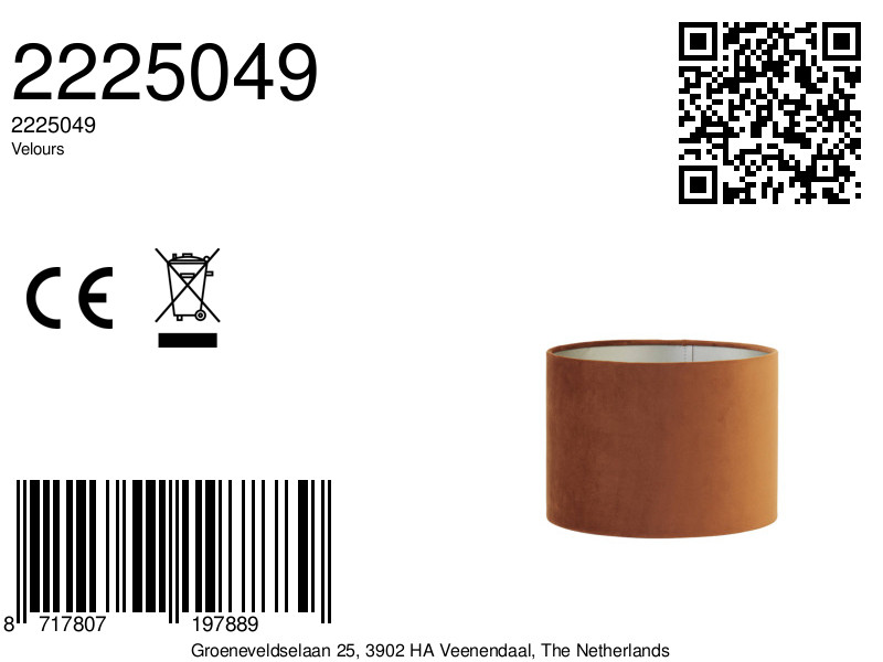 Pantalla de lámpara cilíndrica en marrón Light & Living Velours - Imagen 9