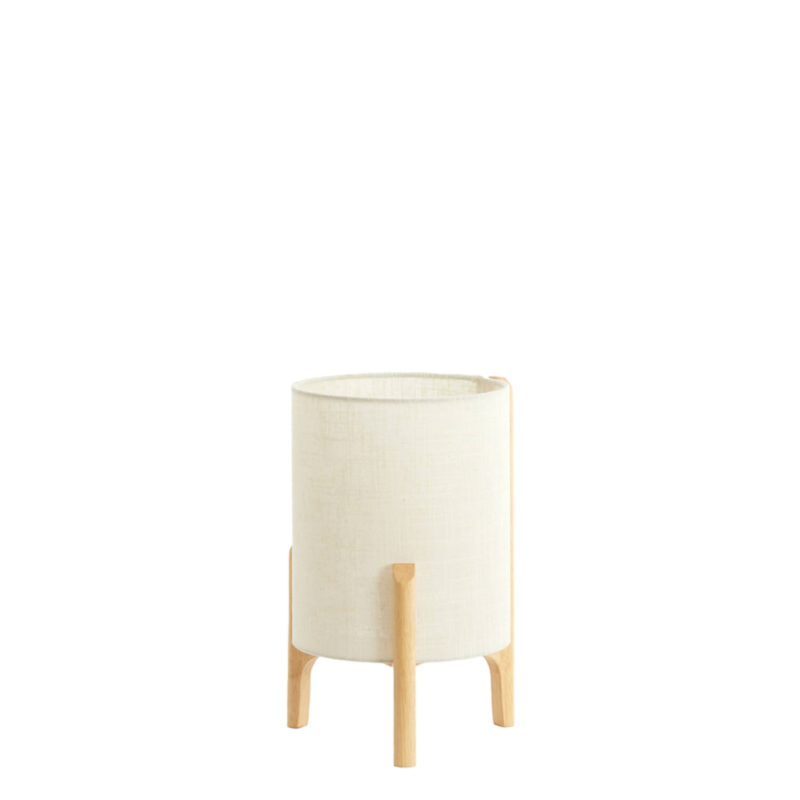 Lámpara de mesa redonda color crema con base de madera Light & Living Litto – H. 33 cm